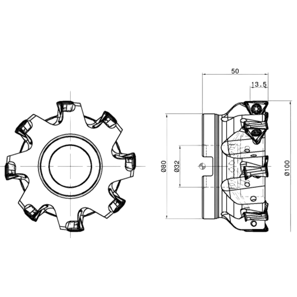 Фото 2: H690 F90AX D100-8-32-16 фреза со сменными пластинами