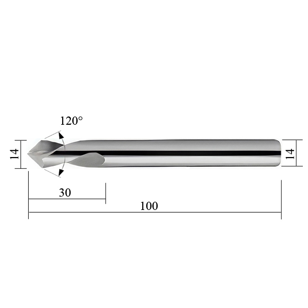 Фото 2: 14x30x14x100 120° VHM LBC1430141D-120 сверло центровочное твердосплавное