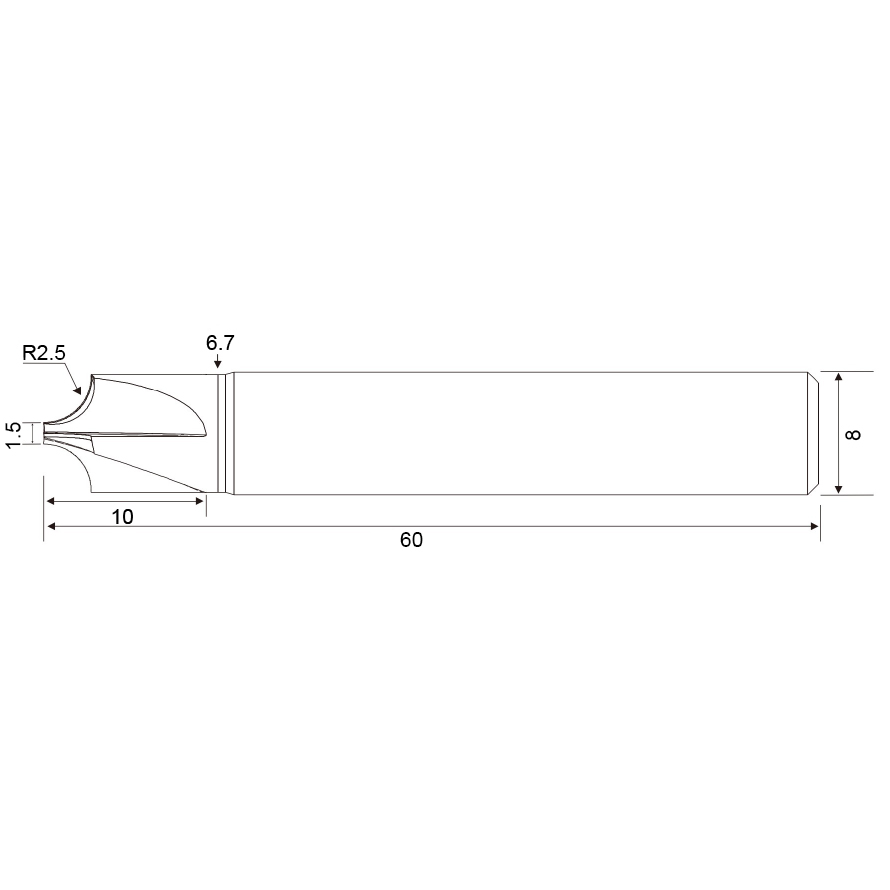 Фото 2: D1.5хL60 R=2.5 4F TiSiN фреза галтельная IRR-R2.5 Geefun