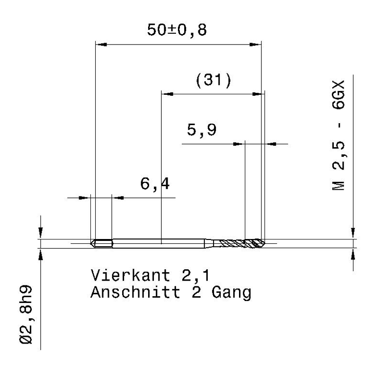 4625 2.500 m2.5 схема метчика машинного m с размерами