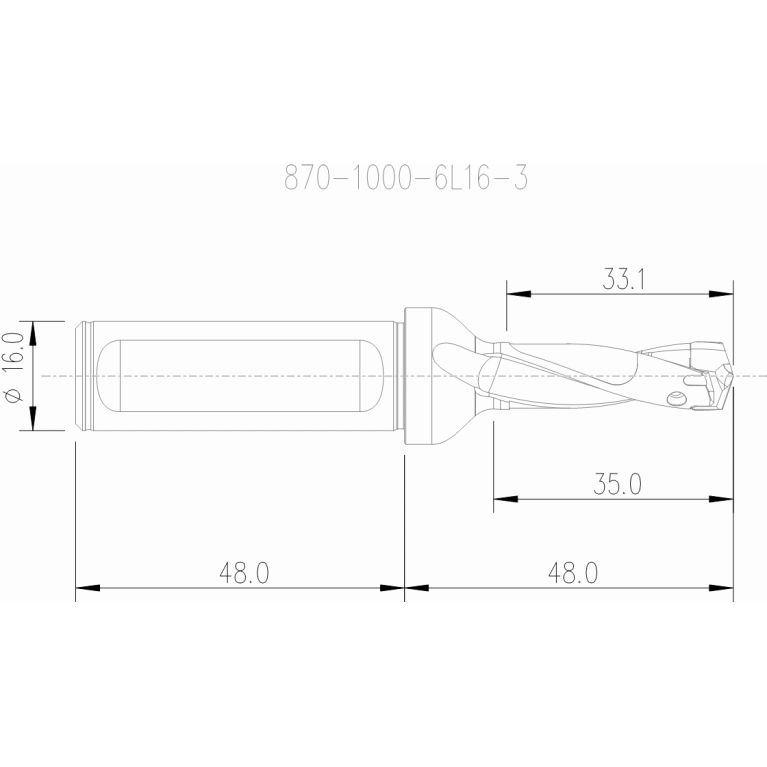 Фото 2: 870-1000-6L16-3 корпусное сверло под головку 