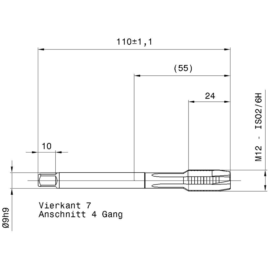 5736 12.000 схема метчика машинного m с размерами