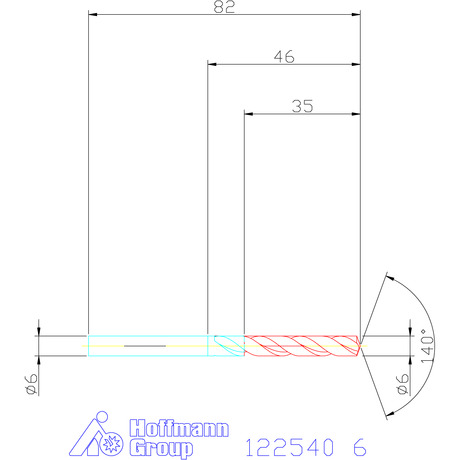122540 6,0 схема твердосплавного сверла с размерами