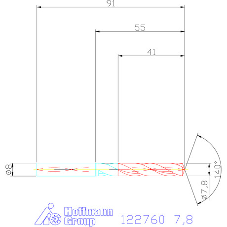 122760 7,8 схема твердосплавного сверла с размерами