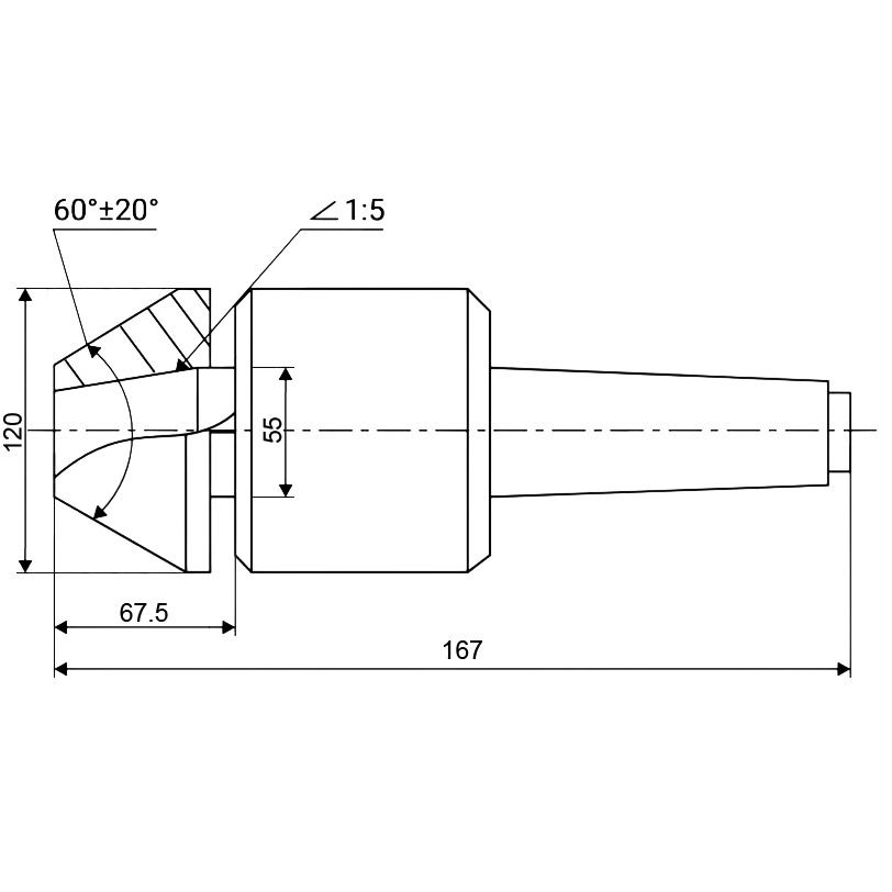 Фото 2: DS3x120B ГОСТ 8742-75 гриб. вращающийся центр (z) Qtool