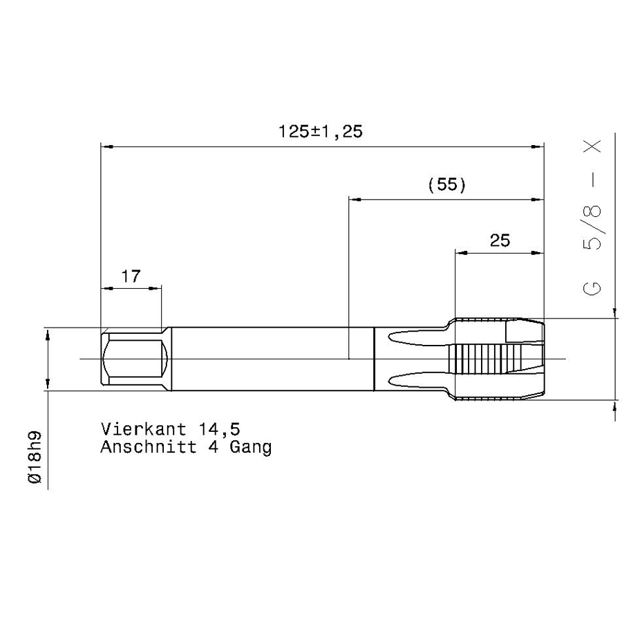 4220 22.911 G5/8 схема метчика трубного G с размерами