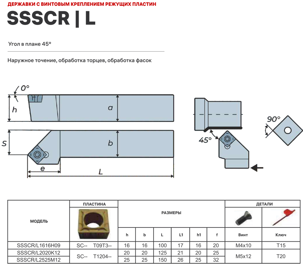 Фото 2: SSSCL2525M12 державка для наружного точения DESKAR