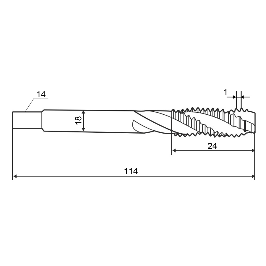 Фото 2:  24,0х1,0 кл.2 HSS-V винт. гл. метчик м/р ZUMO, арт: V301010301240100