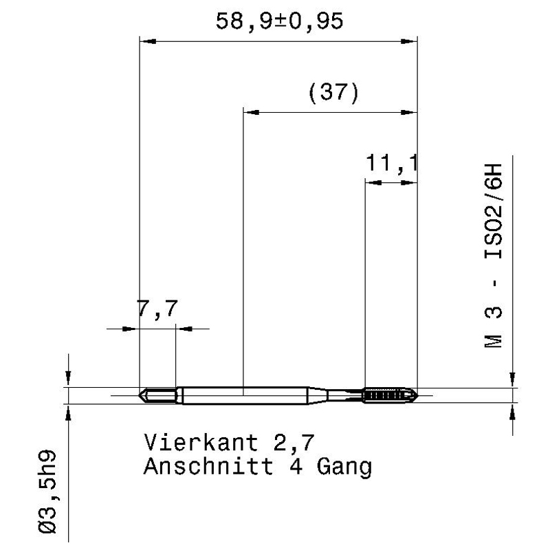 5590 3.000 m3 схема метчика машинного m с размерами