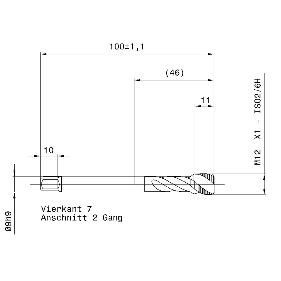 5740 12.005 схема метчика машинного m с размерами