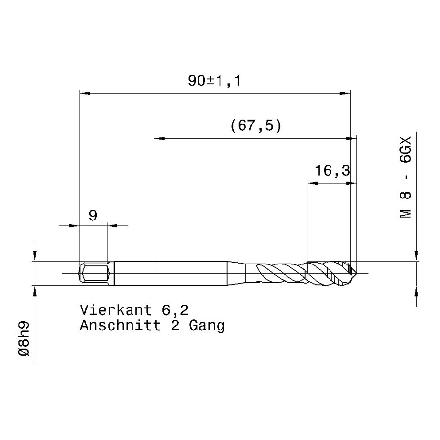 4625 8.000 m8 схема метчика машинного m с размерами
