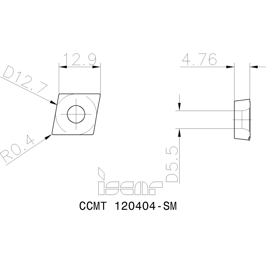 CCMT 120404 SM IC807 пластина для точения - фотография 2 Фото 2: CCMT 120404 SM IC807 пластина для точения
