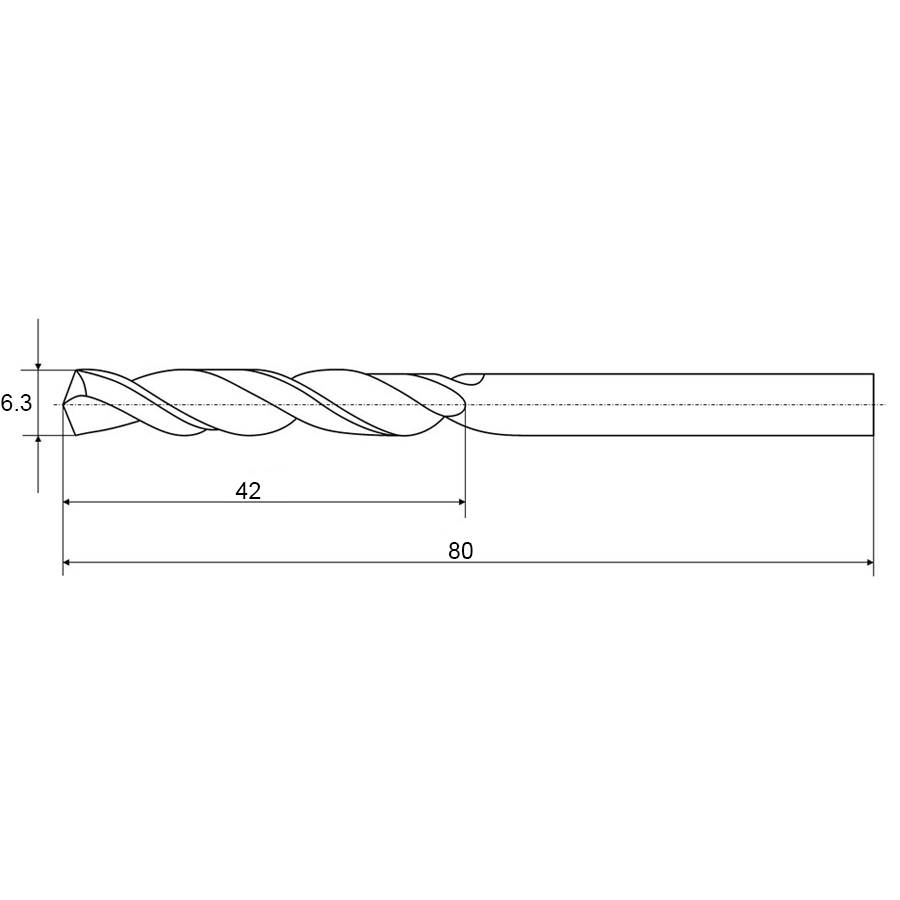 Фото 2: 6,3х42х80 ц/х цельное сверло ВК8 TiN Sekira