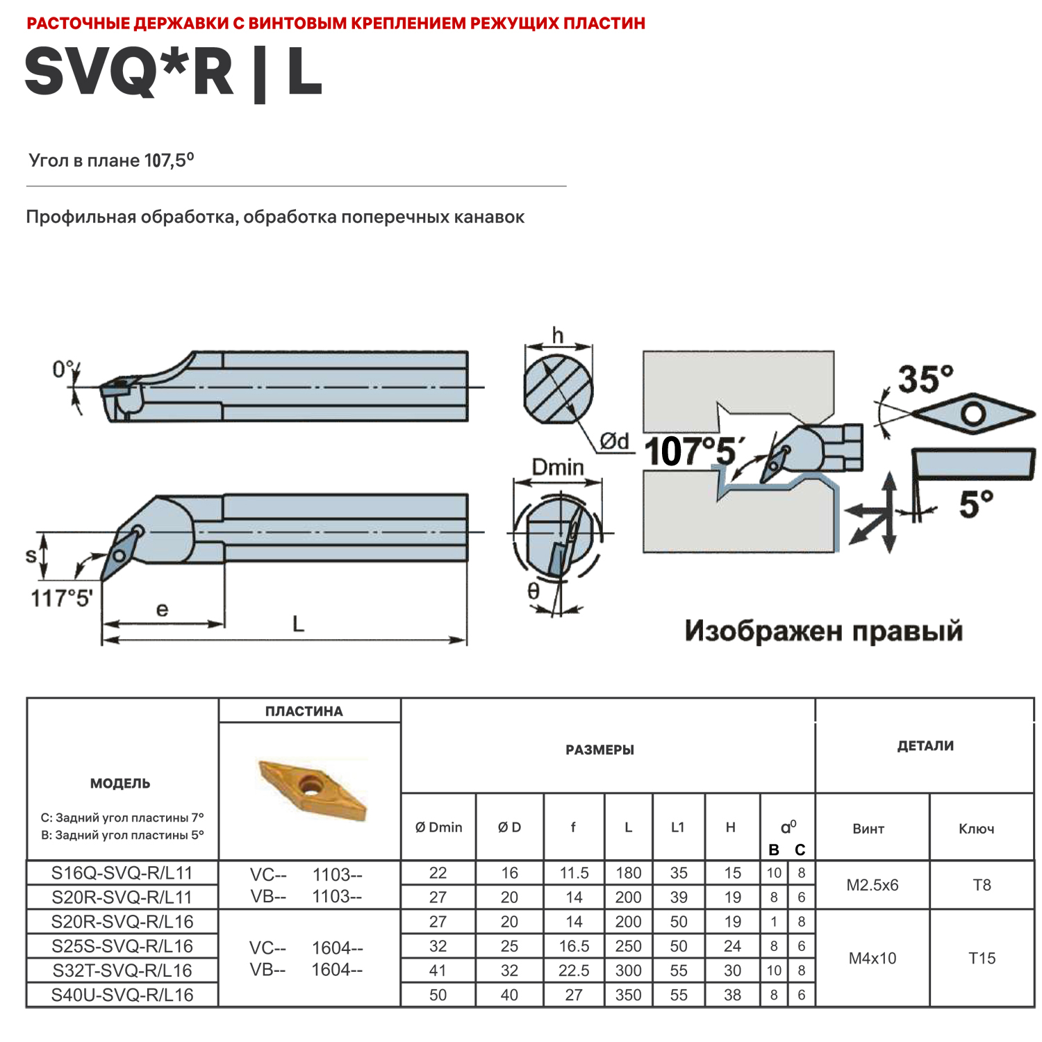 Фото 2: S16Q-SVQCR11 державка для внутреннего точения DESKAR