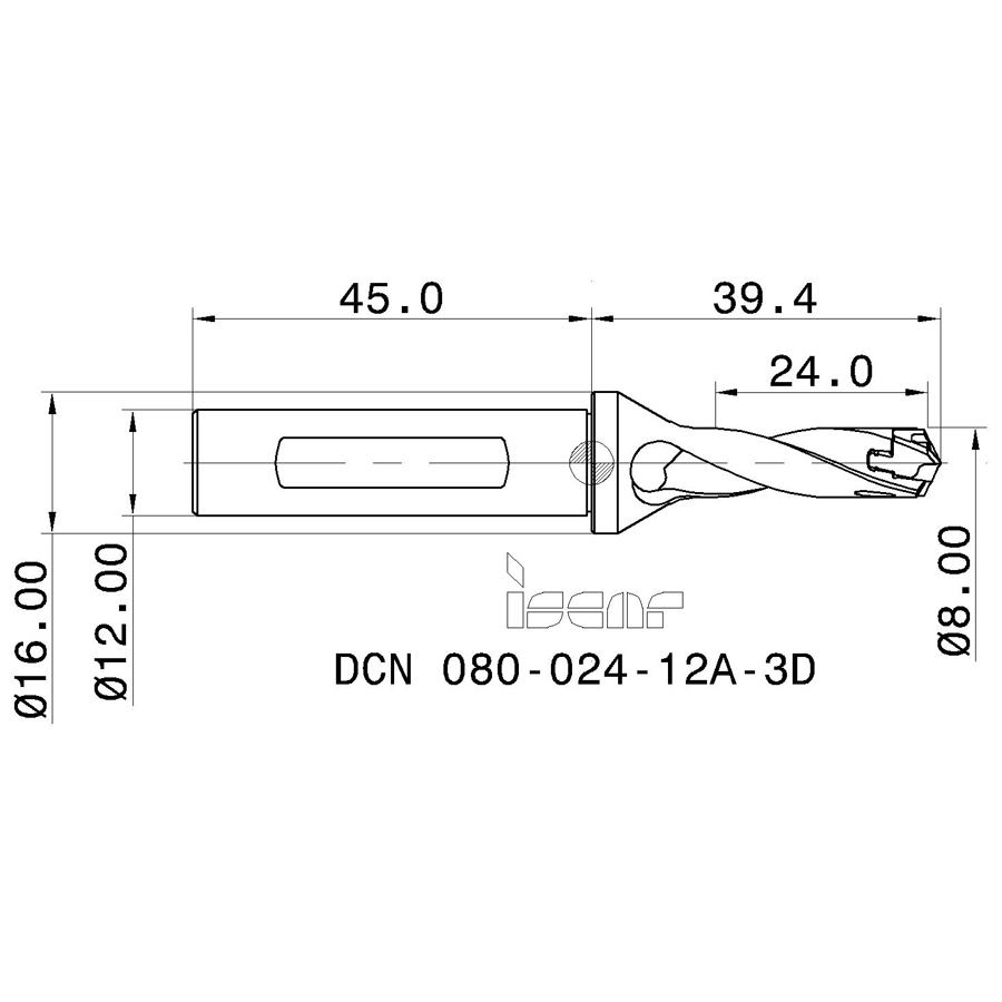 dcn 080-024-12a-3d схема корпуса сверла для пластин с размерами