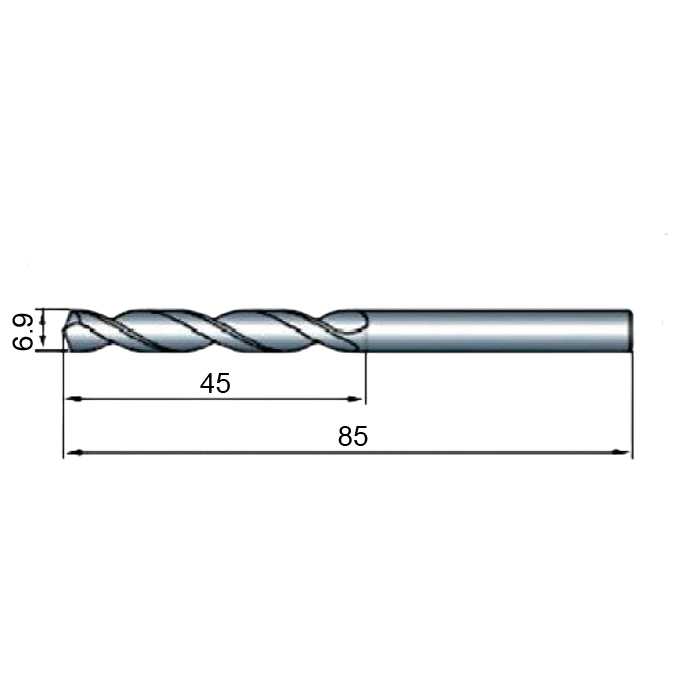Фото 2: 6.9х45х85 ц/х цельное сред.сер. сверло твердосплавное ВК8 (И)