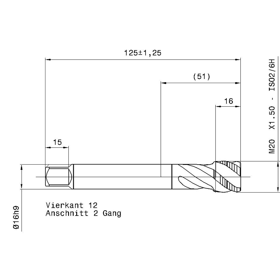 5740 20.007 схема метчика машинного m с размерами