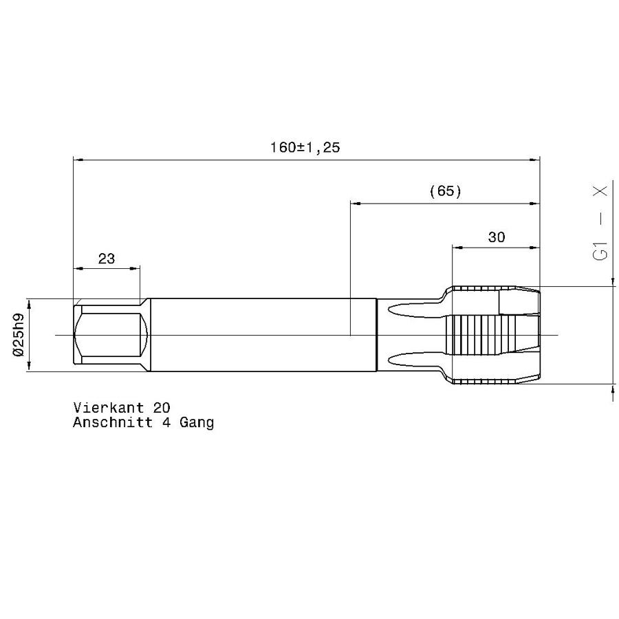4220 33.249 G1 схема метчика трубного G с размерами