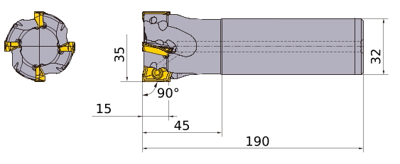Фото 2: APX4000R353SA32LA фреза со сменными пластинами