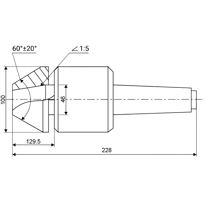 Фото 2: DS5x100B ГОСТ 8742-75 гриб. вращающийся центр (z) Qtool