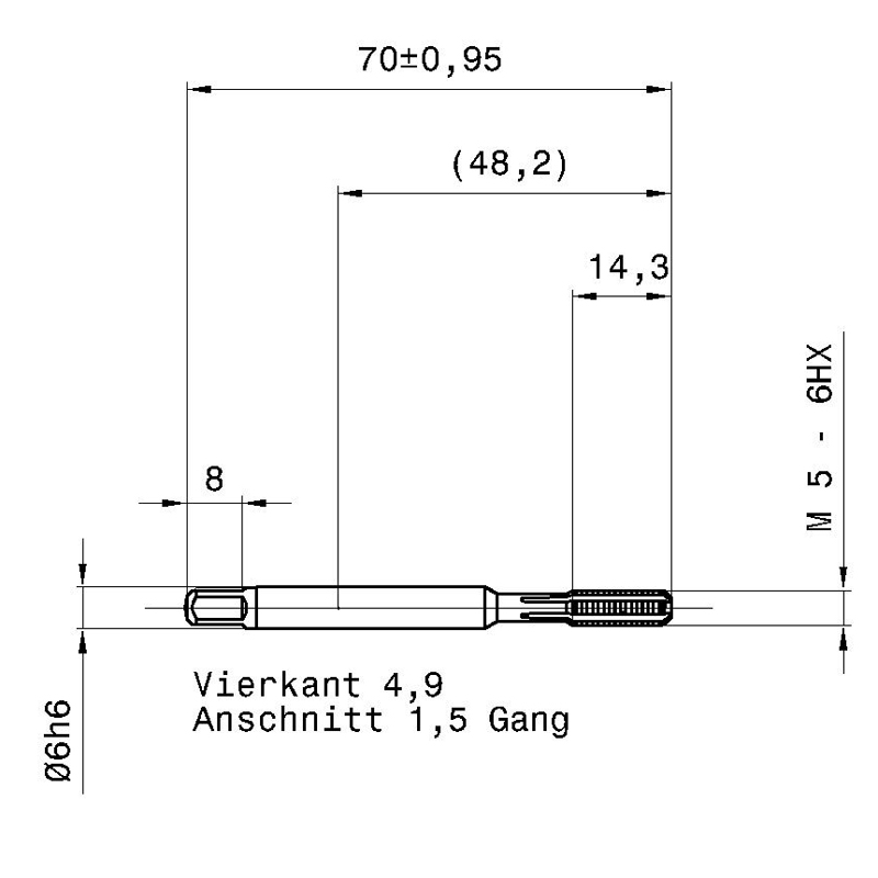 4494 5.000 m5 схема метчика машинного m с размерами
