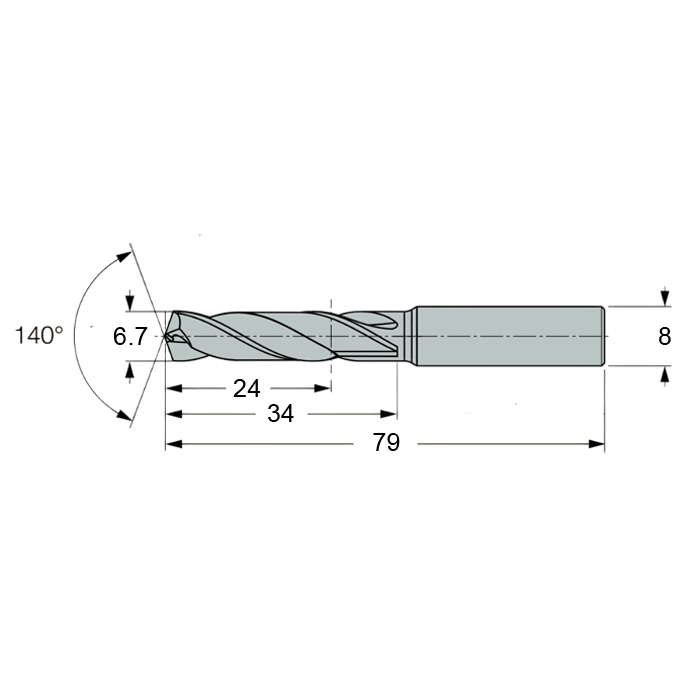 Фото 2: SCD 067-024-080 AP3 cверло твердосплавное