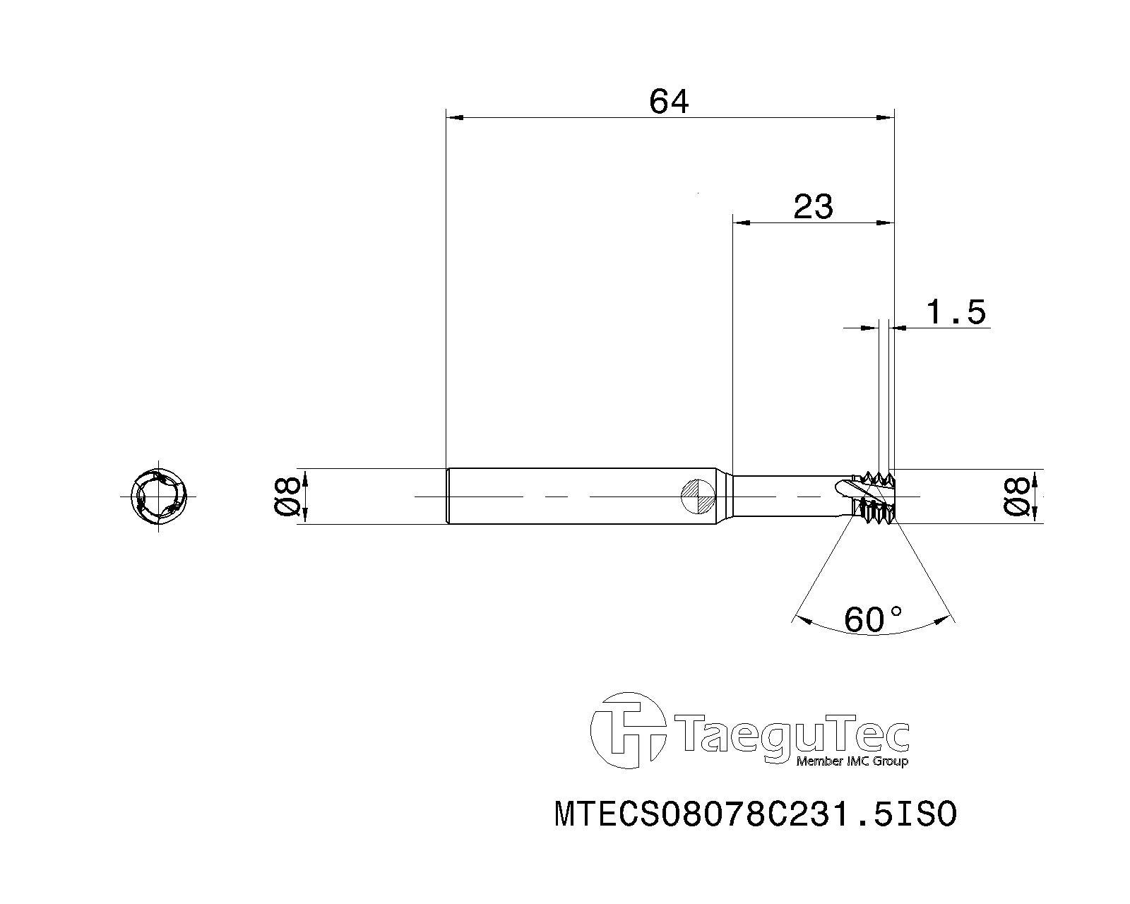 Фото 2: MTECS 08078C231 1.5ISO IC908 резьбофреза