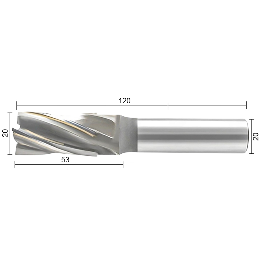 20х20x53x120 4F ц/х ВК10 (W2) фреза винтовая Deskar - фотография 2 Фото 2: 20х20x53x120 4F ц/х ВК10 (W2) фреза винтовая Deskar