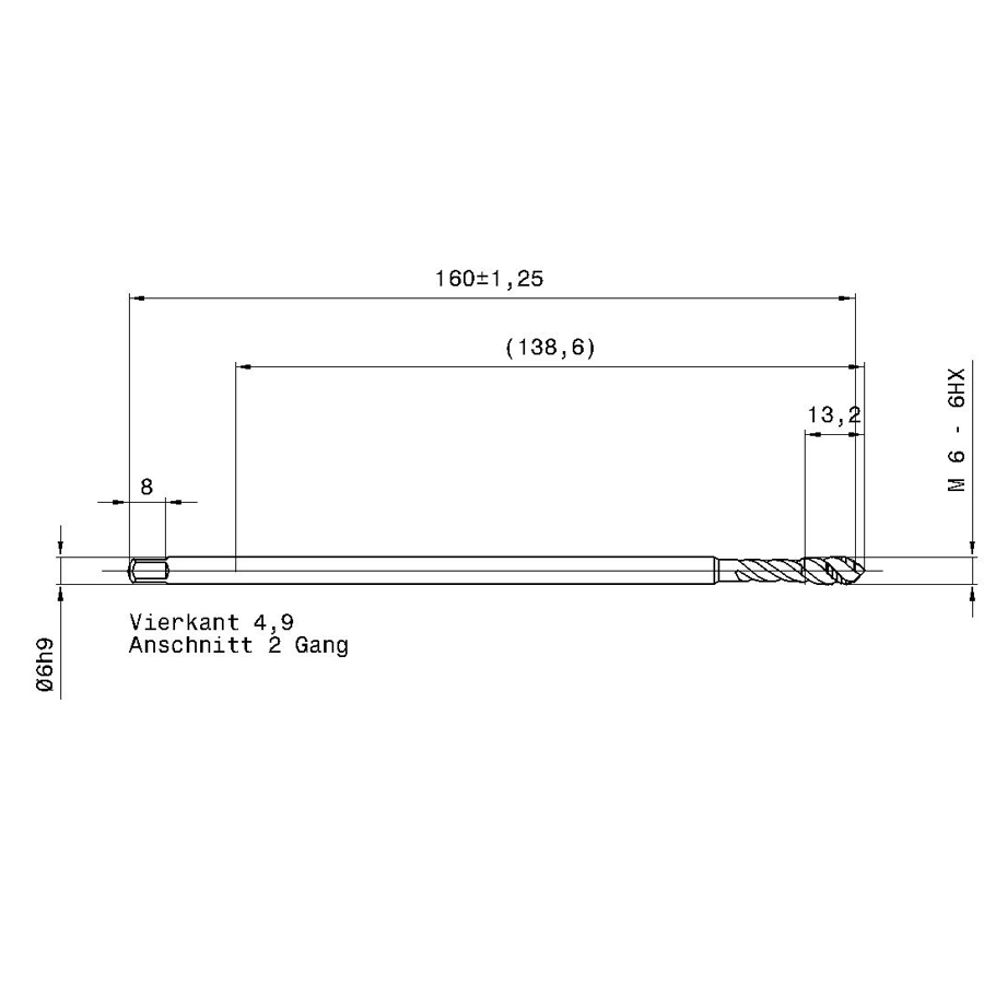 4633 6.000 m6 схема метчика машинного m с размерами