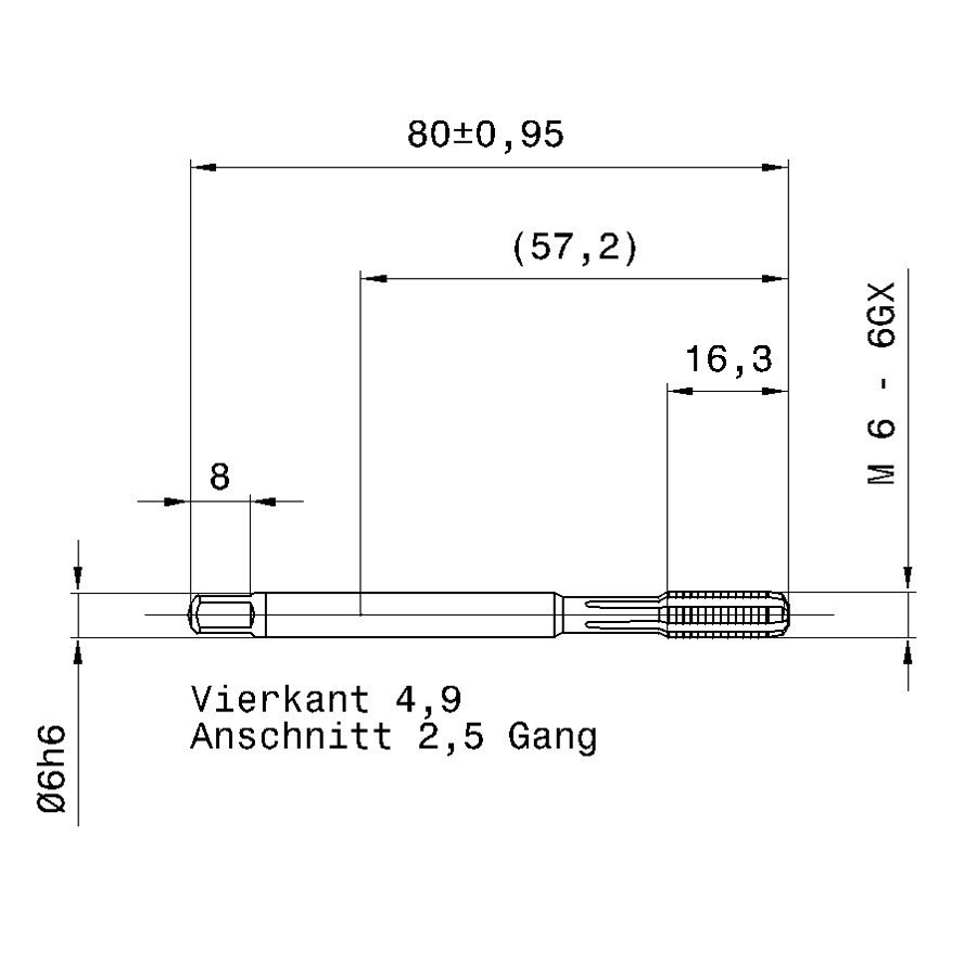 4488 6.000 m6 схема метчика машинного m с размерами