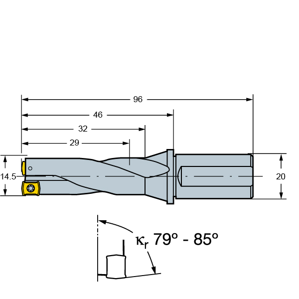 Фото 2: R416.2-0145L20-21 корпусное сверло под пластину