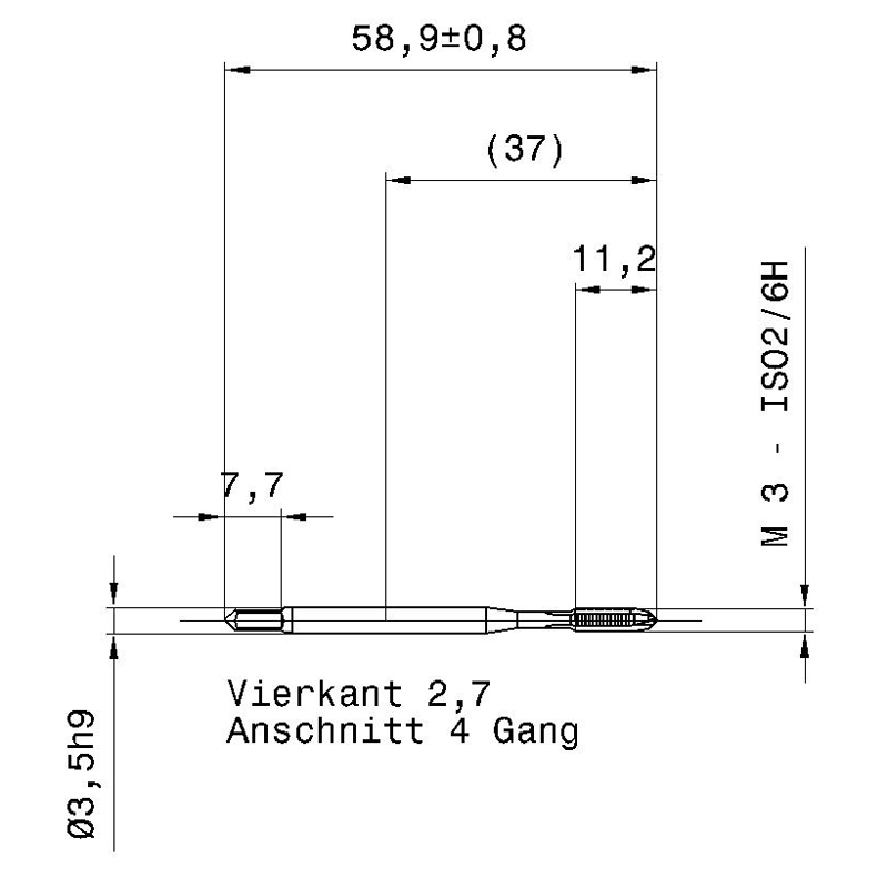 5561 3.000 m3 схема метчика машинного m с размерами