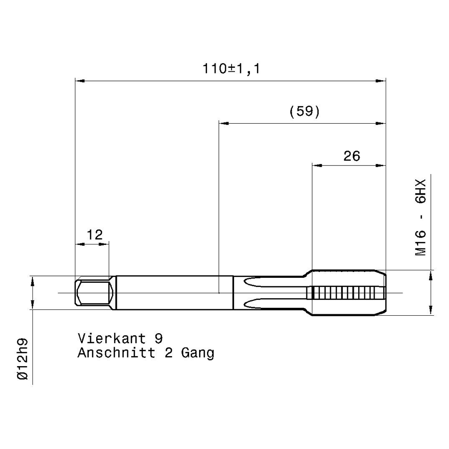 5596 16.000 m16 схема метчика машинного m с размерами