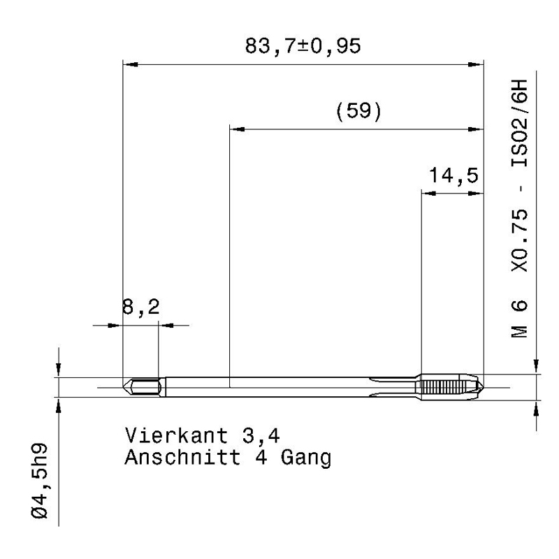 5723 6.004 m6 x 0,75 схема метчика машинного m с размерами
