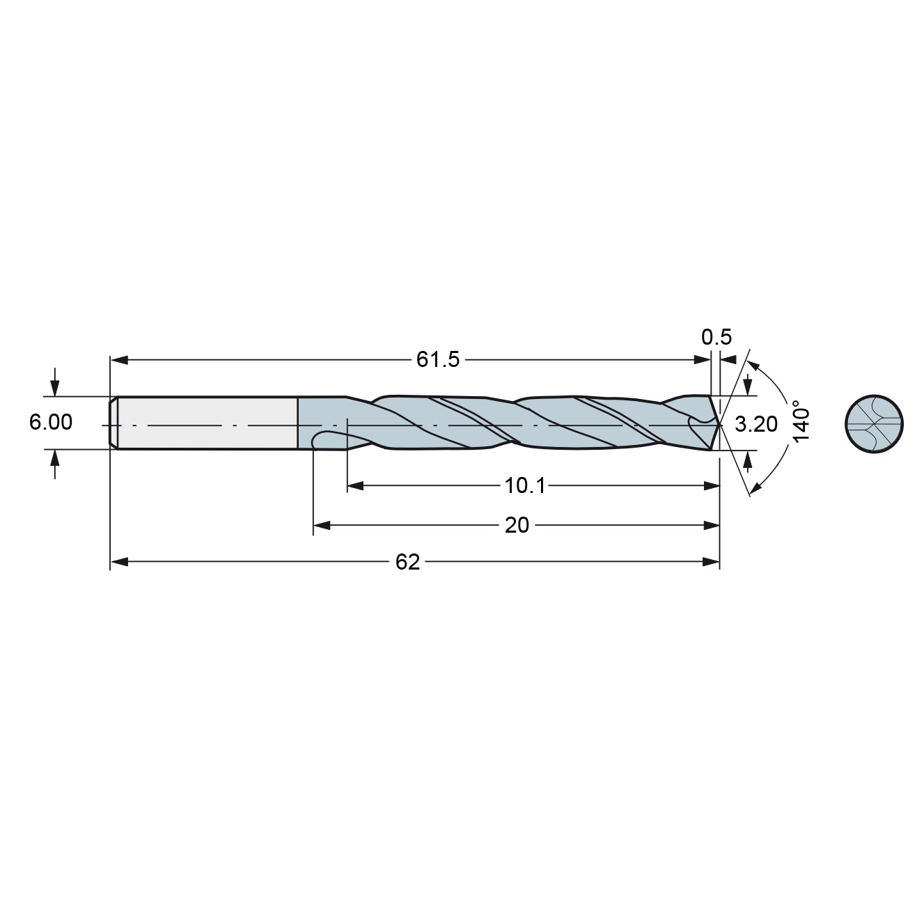 460.1-0320-010a0-xm gc34 схема твердосплавного сверла с размерами