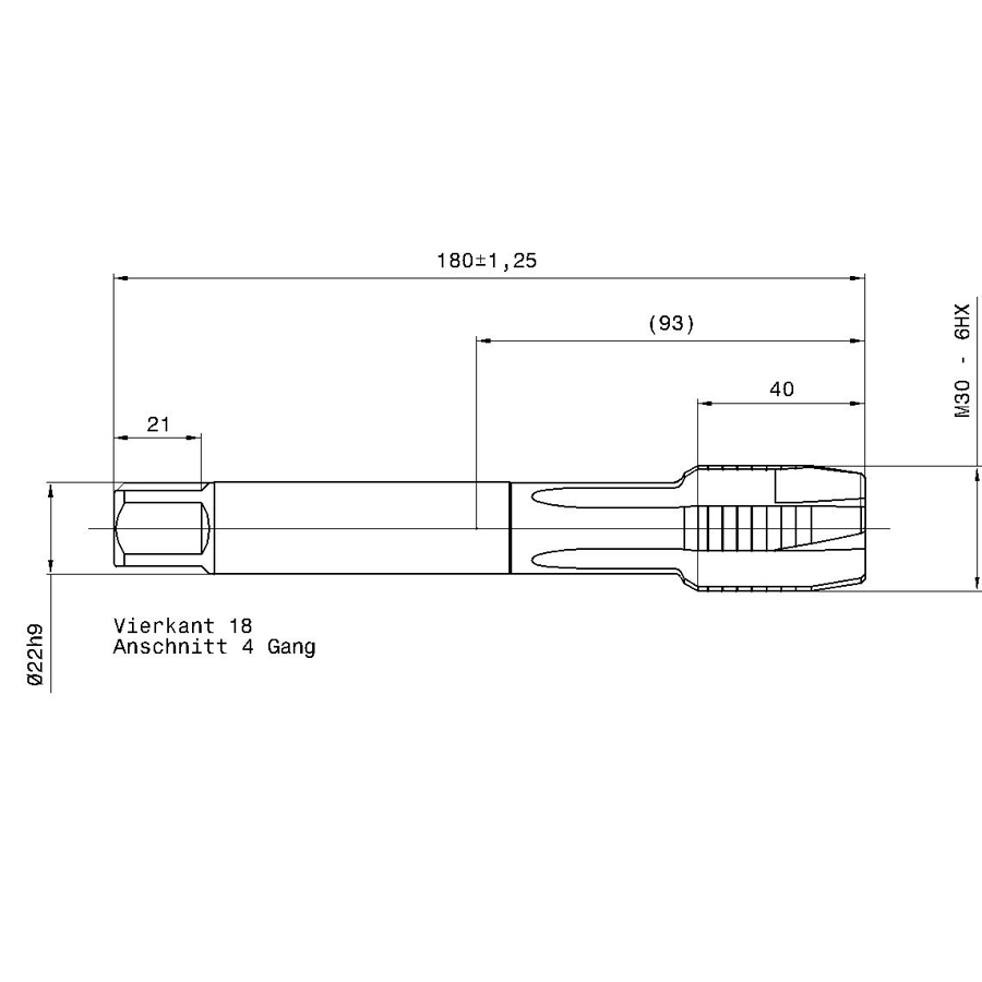4218 30.000 m30 схема с размерами метчик машинный m