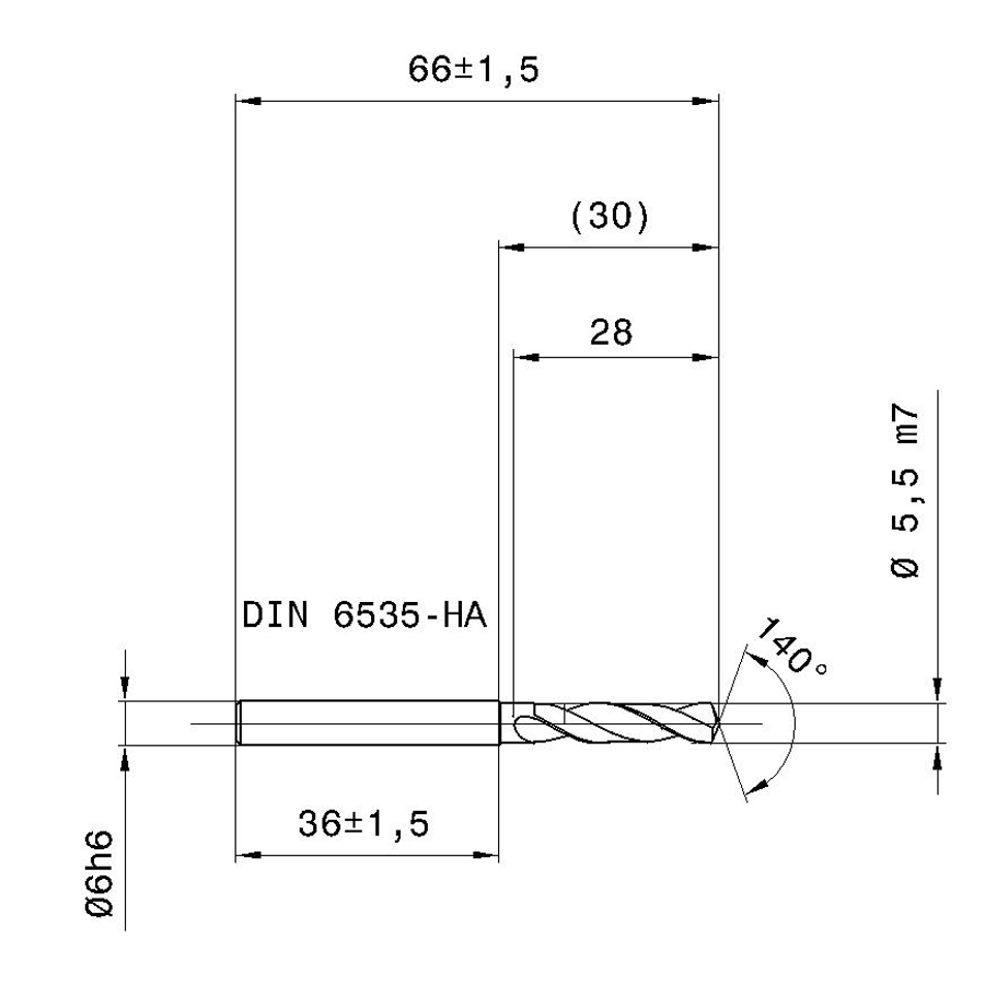 5514 5.500 схема твердосплавного сверла с размерами