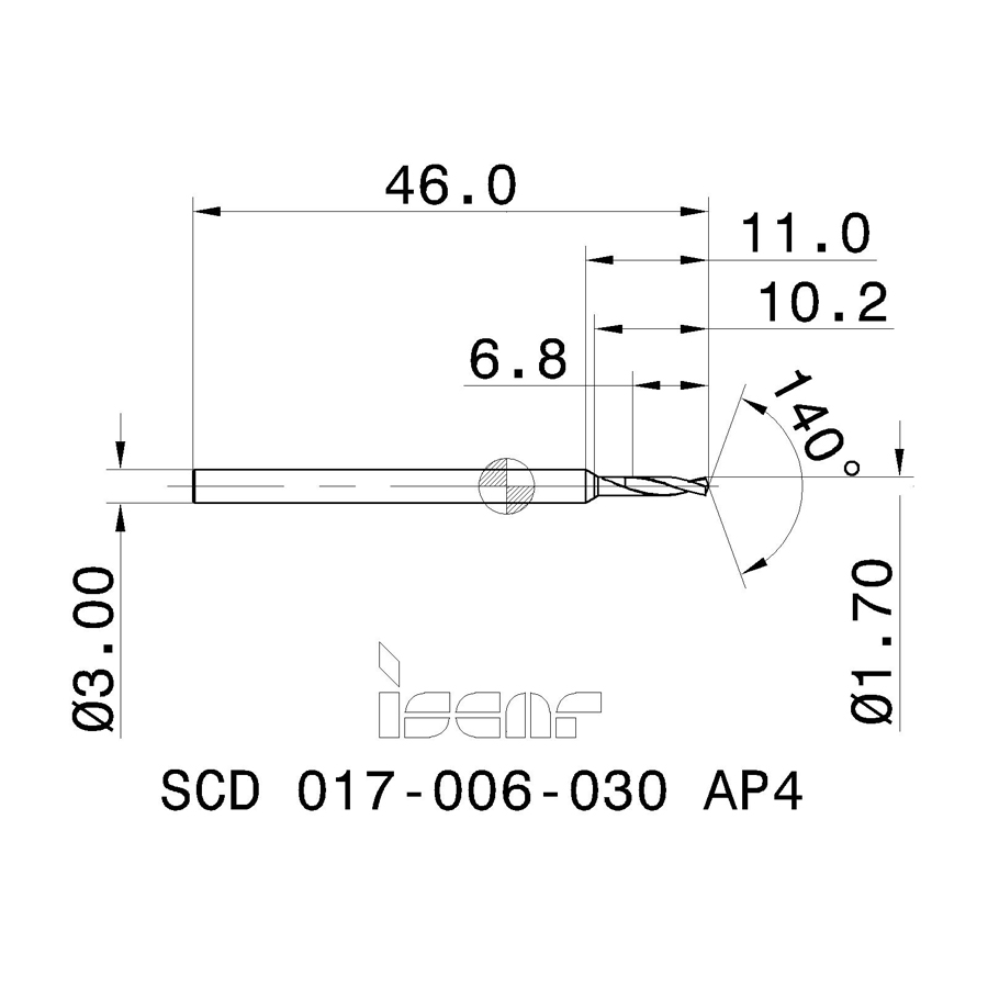 scd 017-006-030 ap4 схема твердосплавного сверла с размерами