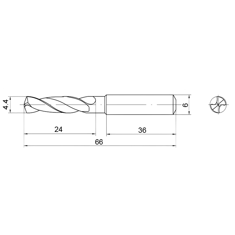Фото 2: 4.4мм твердосплавное 3D без подвода СОЖ. SP-X800030440 VHM cверло (z)