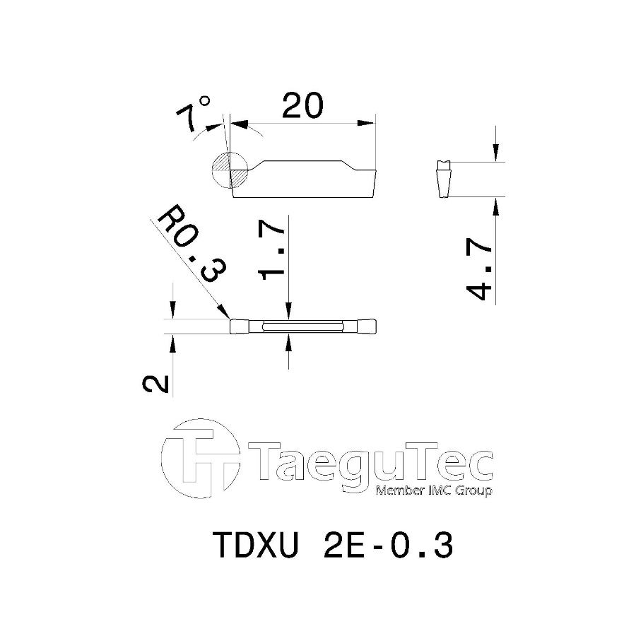TDXU 2E 0.3 K10 отрезная, канавочная пластина - фотография 2 Фото 2: TDXU 2E 0.3 K10 отрезная, канавочная пластина