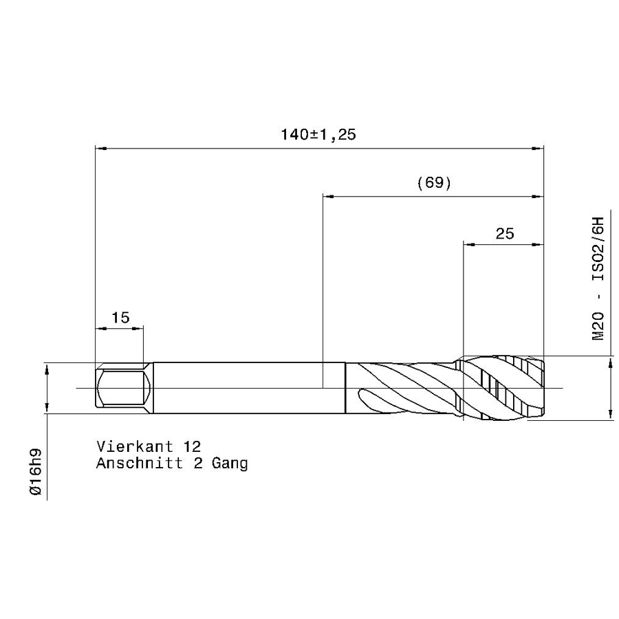 5555 16.000 m16 схема метчика машинного m с размерами