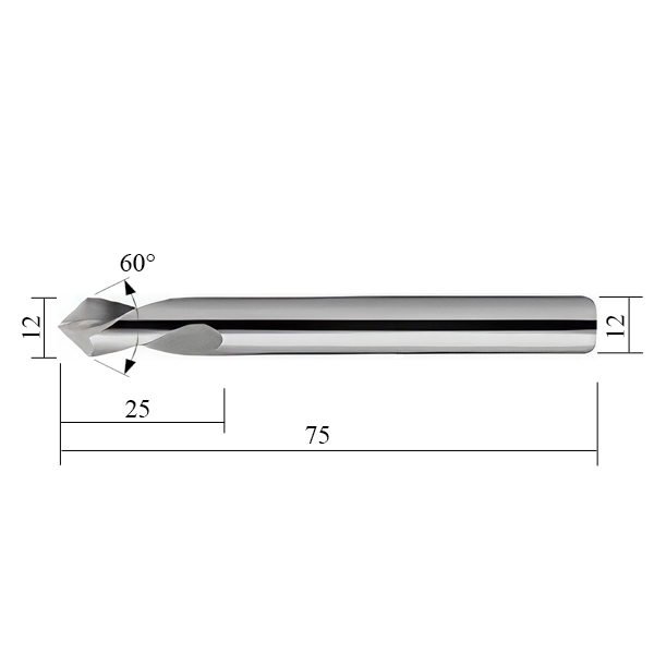 Фото 2: 12x25x12x75 60° VHM LBC1225121D-60 сверло центровочное твердосплавное