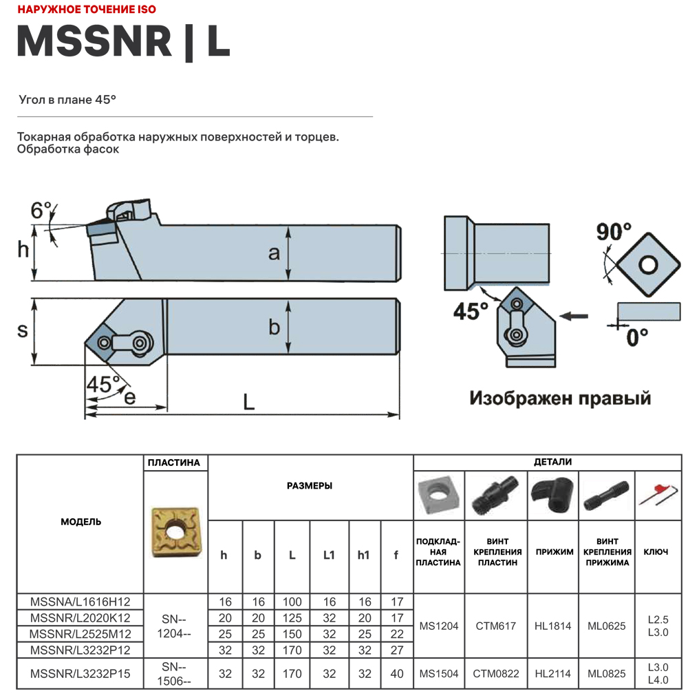 MSSNL2525M12 державка для наружного точения DESKAR - фотография 2 Фото 2: MSSNL2525M12 державка для наружного точения DESKAR
