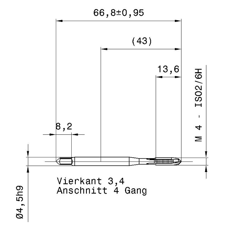 5561 4.000 m4 схема метчика машинного m с размерами