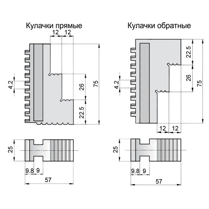 Фото 2: 200 мм К72 комплект каленых кулачков 4 шт (z) Qtool