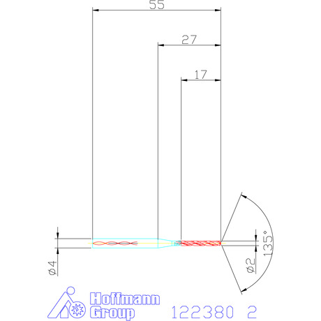 122380 2,0 схема твердосплавного сверла с размерами