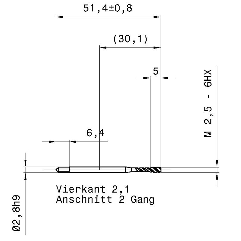 4670 2.500 m2,5 схема метчика машинного m с размерами