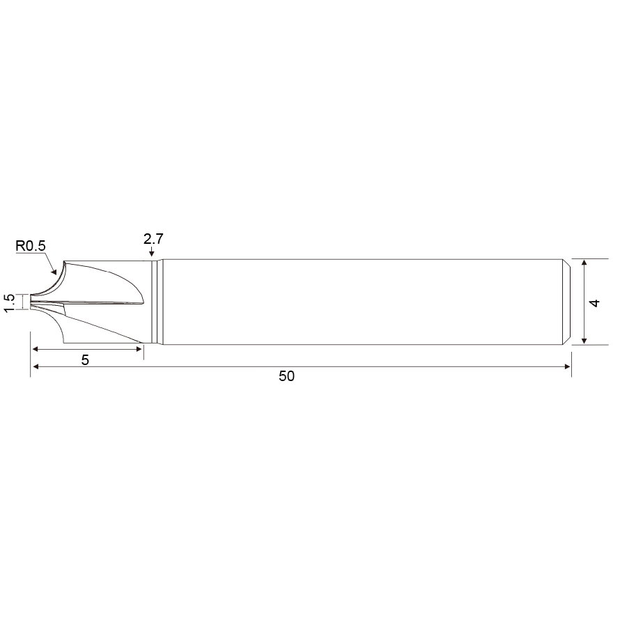 Фото 2: D1.5хL50 R=0.5 4F TiSiN фреза галтельная IRR-R0.5 Geefun