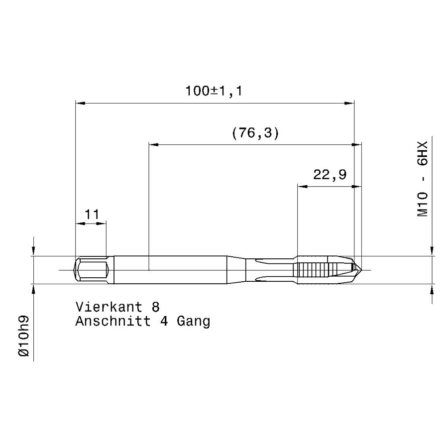 4218 10.000 m10х1 схема с размерами метчик машинный m