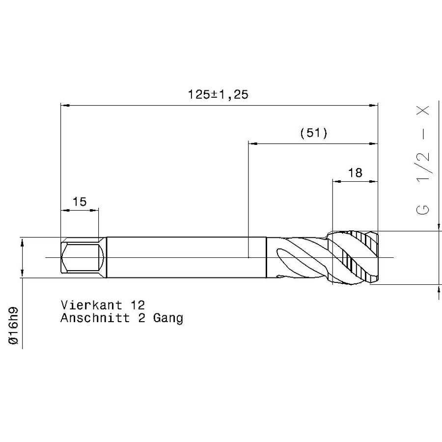 395 20.955 G1/2 схема метчика трубного G с размерами